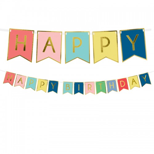 Bandeirolas Happy Birthday Cores